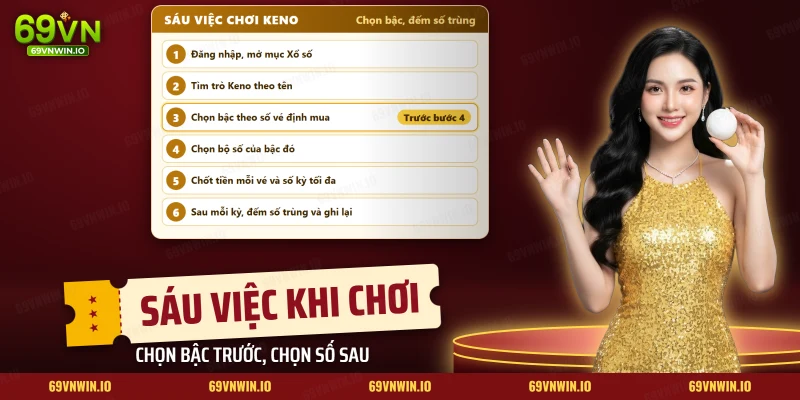Sáu bước chơi Keno từ chọn bậc, chọn bộ số đến đếm số trùng sau kỳ quay
