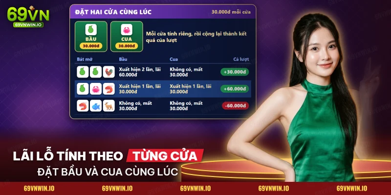 Hai cửa Bầu và Cua cùng được đặt cược cạnh bảng kết quả của ba bát mở khác nhau