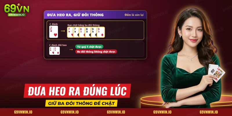 Hai tình huống chặt heo trong Tiến Lên Miền Nam: ba đôi thông chặt một heo, tứ quý chặt đôi heo