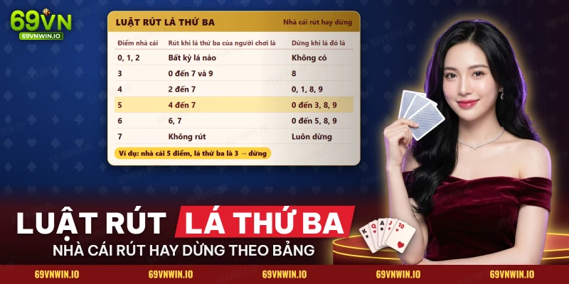 Bảng luật rút lá thứ ba của nhà cái trong ván Baccarat theo điểm hai lá đầu