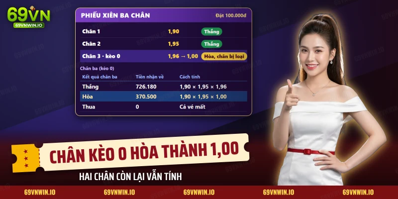 Phiếu xiên ba chân với một chân kèo đồng banh gặp tỷ số hòa